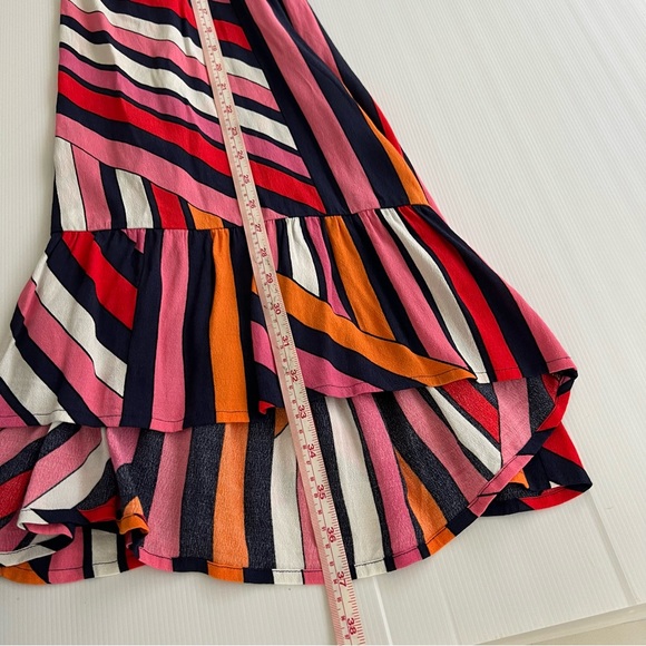 Mister Zimi Shift Mini Dress Multicoloured Stripes Ruffle Boho Hippie Size S 10 - Picture 9 of 9